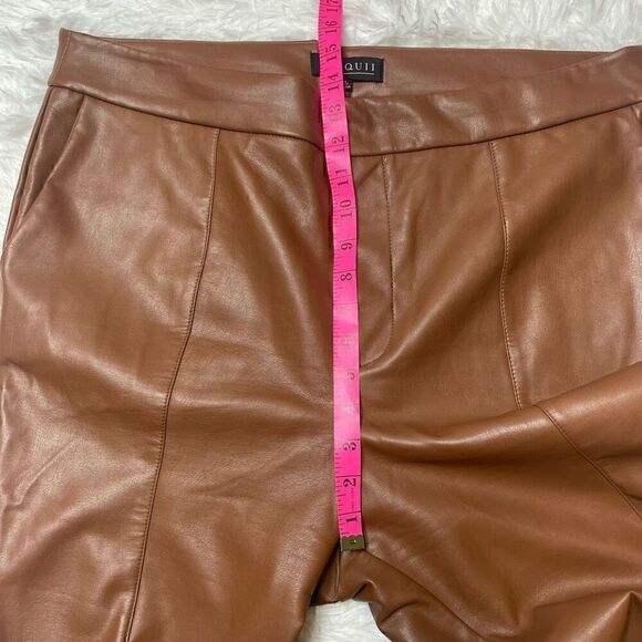 ELOQUII Brown Tan Faux Leather Flare Pants Size 16 Wide Leg Bootcut - Picture 8 of 11
